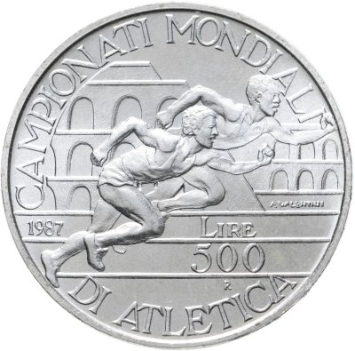 купить Италия 500 лир 1987 "Чемпионат мира по лёгкой атлетике '87"