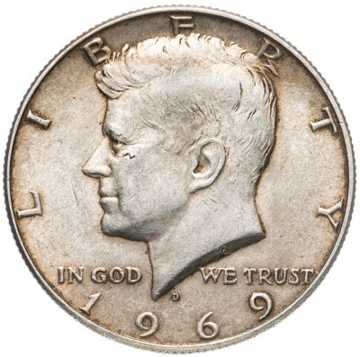 купить США 50 центов (1/2 доллара, half dollar) 1969 D Kennedy Half Dollar (Кеннеди) знак монетного двора "D" - Денвер