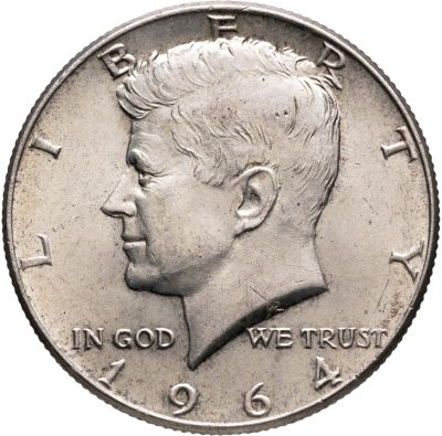купить США 50 центов 1964 Kennedy Half Dollar (Кеннеди) без обозначения монетного двора