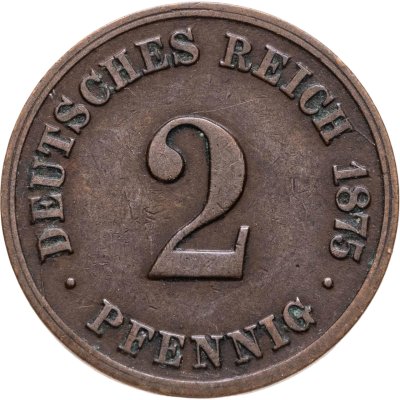 купить Германия 2 пфеннига (pfennig) 1875, знак монетного двора: "C" - Франкфурт-на-Майне