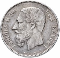 Купить Бельгия 5 франков 1876