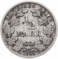 купить Германия 1/2 рейх марки 1905 "F"