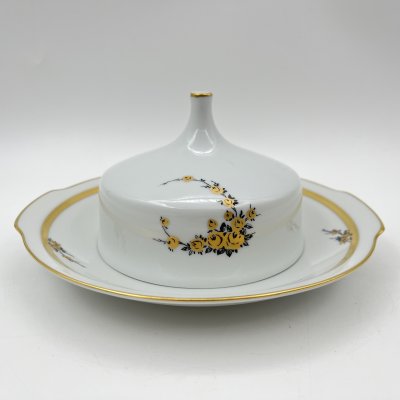 купить Маслёнка, украшенная цветочным декором, фарфор, деколь, золочение, Graf Von Henneberg Porzellan, 1777 Jlmenau, ГДР, 1949-1970 гг.