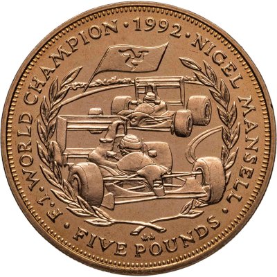 купить Остров Мэн 5 фунтов (pounds) 1993 Чемпион мира в формуле F1 1992 - Найджел Мэнселл