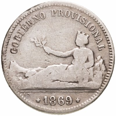 купить Испания 1 песета (peseta) 1869 GOBIERNO PROVISIONNAL