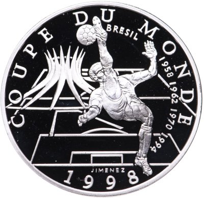 купить Франция 10 франков (francs) 1998 Чемпионат мира по футболу 1998 - Бразилия 1958, 1962, 1970, 1994