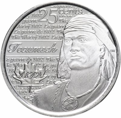 купить Канада 25 центов (cents) 2012 "Война 1812 года - Вождь Шайенов Текумсе"