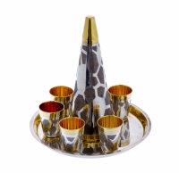 Купить Набор для подачи крепких напитков (графин, 6 стопок и поднос), мельхиор, Красносельская ювелирная фабрика, СССР, 1970-1972 гг.
