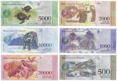 купить Венесуэла набор банкнот от 500 до 20000 боливар 2016-2017 гг. (6 штук)