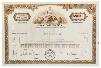 купить Акция США ISRAM CORPORATION, 1968 г.