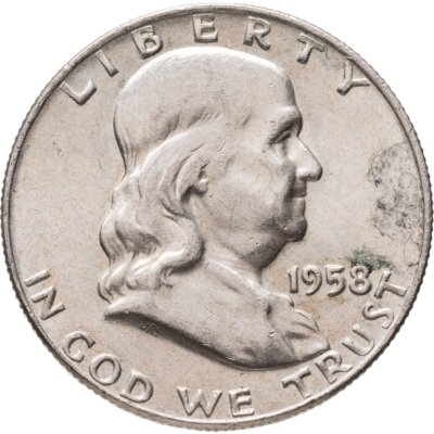 купить США 50 центов (1/2 доллара, half dollar) 1958 D Franklin Half Dollar знак монетного двора: "D" - Денвер