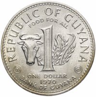 купить Гайана 1 доллар (dollar) 1970 "Восстание рабов в колонии Бербис в 1763 году", "FAO"