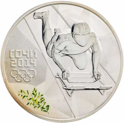 купить 3 рубля 2014 СПМД Proof "XXII Зимняя Олимпиада в Сочи - Скелетон"
