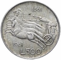 купить Италия 500 лир 1961 "100 лет со дня объединения Италии"