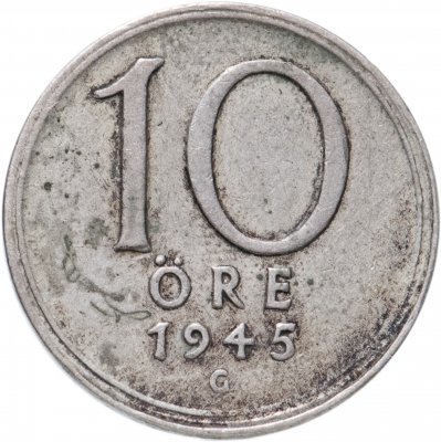 купить Швеция 10 эре (ore) 1945 Знак монетного двора: "G" - Альф Грабе