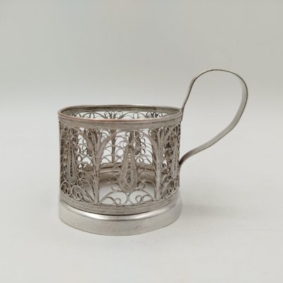 купить Подстаканник ажурный, мельхиор (медь-никель), скань, Казаковский завод художественных изделий (КХИ), СССР, 1960-1980 гг.