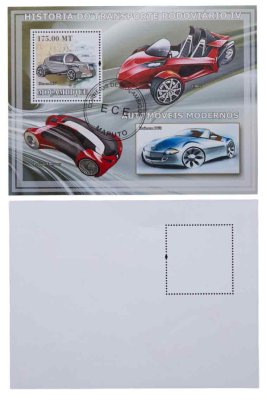 купить Мозамбик марки квартблок "Автомобили. Машины. История автомобилей" 175 метикал 2009