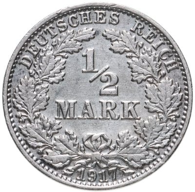 купить Германия 1/2 марки (mark) 1917 A знак монетного двора: "A" - Берлин