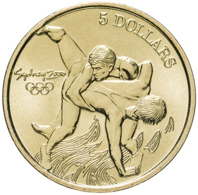 купить Австралия 5 долларов (dollars) 2000 Олимпийские игры в Сиднее - Греко-римская борьба