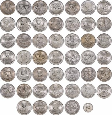 купить Таиланд набор из 47 монет 10 батов 1971-2012