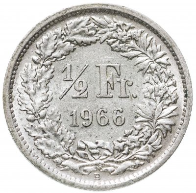 купить Швейцария 1/2 франка (franc) 1966
