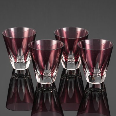 купить Набор из 4 роксов фиолетового оттенка, стекло, Чехословакия, 1960-1980 гг.