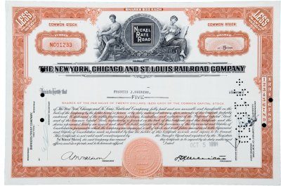 купить Акция США THE NEW YORK, CHICAGO AND ST. LOUIS RAILROAD COMPANY, 1951- 1960 гг.