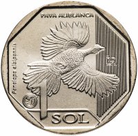 Купить Перу 1 соль 2018 Белокрылый Гуан