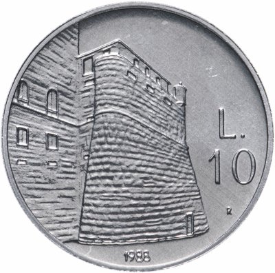 купить Сан-Марино 10 лир (lire) 1988 "Укрепления Сан-Марино"