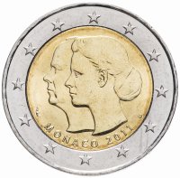 купить Монако 2 евро 2011 "Свадьба принца Альберта и Шарлин"