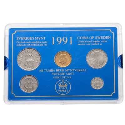купить Швеция, годовой набор из 5 разменных монет 1991 г. в оригинальной упаковке