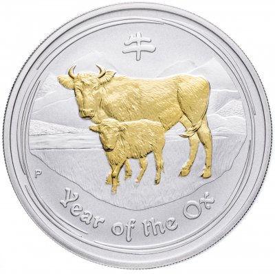 купить Австралия 1 доллар 2009 UNC "Китайский гороскоп - Год быка" с позолотой