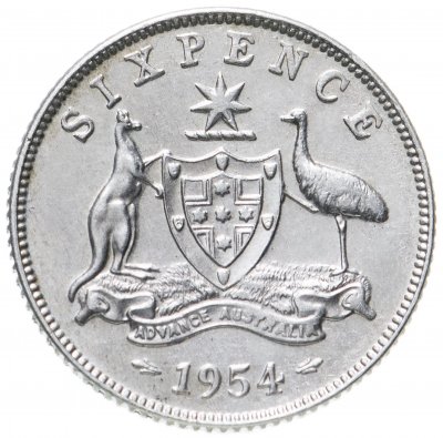 купить Австралия 6 пенсов (pence) 1954
