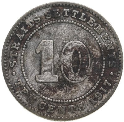 купить Стрейтс Сетлментс 10 центов (cents) 1917