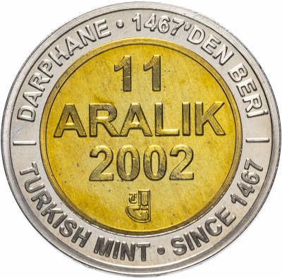 купить Турция 1000000 лир (lira) 2002 "535 лет Стамбульскому монетному двору, декабрь (Aralık) 11 декабря (11 Aralık)