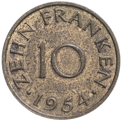 купить Саар 10 франков (francs) 1954