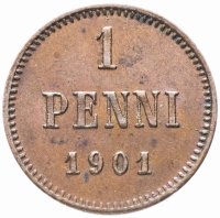 купить 1 пенни 1901, монета для Финляндии