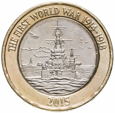 купить Великобритания 2 фунта (pounds) 2015 "Королевский флот в Первой мировой войне"