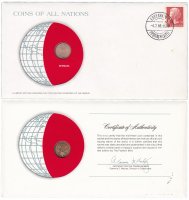 купить Серия «Монеты всех стран мира» - Дания 5 эре 1977-1979 (монета и 1 марка в конверте)