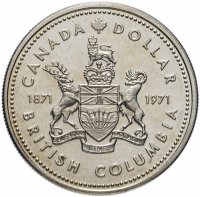 Купить Канада 1 доллар (dollar) 1971 "100 лет присоединению Британской Колумбии"
