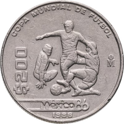 купить Мексика 200 песо (pesos) 1986 Чемпионат мира по футболу 1986