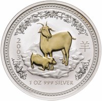 купить Австралия 1 доллар (dollar) 2003 "Китайский календарь - Год Козы" с позолотой