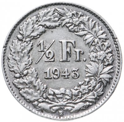 купить Швейцария 1/2 франка (franc) 1943