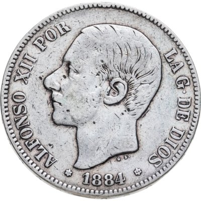 купить Испания 5 песет (pesetas) 1884