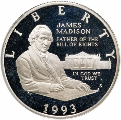 купить США 50 центов (1/2 доллара, half dollar) 1993 "Джеймс Мэдисон и Билль о правах" Знак монетного двора "S" - Сан-Франциско