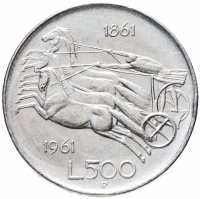 купить Италия 500 лир 1961 "100 лет со дня объединения Италии"