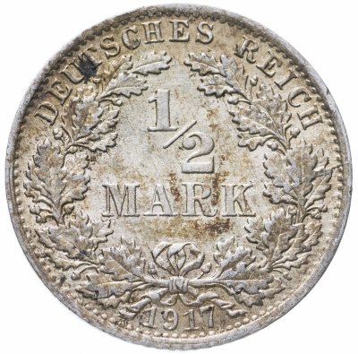 купить Германия 1/2 марки 1917 "А"