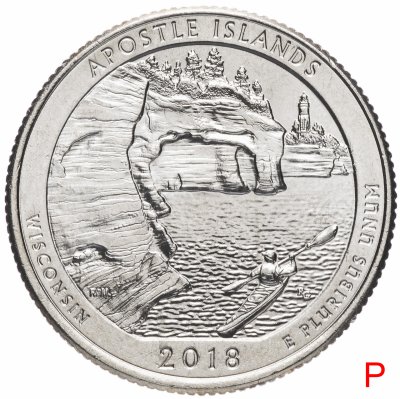 купить США 1/4 доллара (25 центов, квотер) 2018 P — "Национальные парки - острова Апостол" (42-й парк)