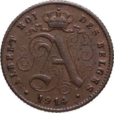 купить Бельгия 1 сантим (centime) 1914 Надпись на французском - 'ALBERT ROI DES BELGES'