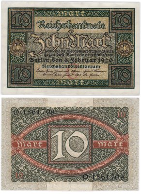 купить Германия 10 марок 1920 года